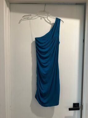 a new day One-Shoulder Teal Blue Draped Dress